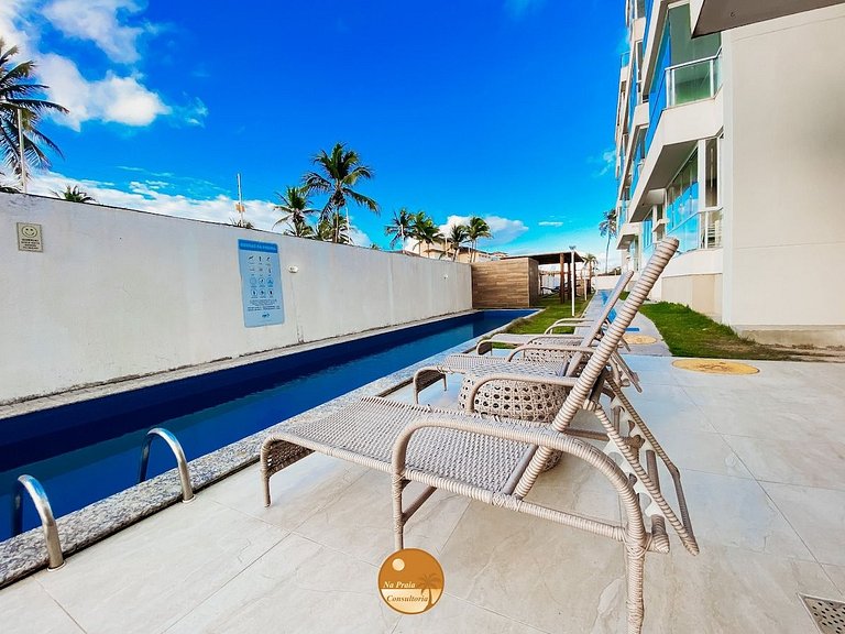 WP09H - Varanda com VISTA MAR, 50m da praia, Piscina, 2 Vaga