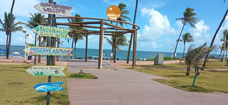 DG01I - Varanda com VISTA MAR, 50m da praia, Piscina, 2 Vaga