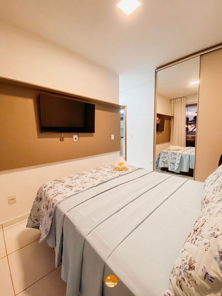 WP09H - Varanda com VISTA MAR, 50m da praia, Piscina, 2 Vaga