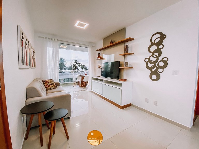 DG01I - Varanda com VISTA MAR, 50m da praia, Piscina, 2 Vaga