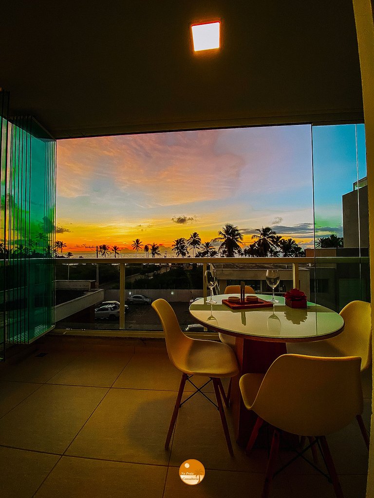 DG01I - Varanda com VISTA MAR, 50m da praia, Piscina, 2 Vaga