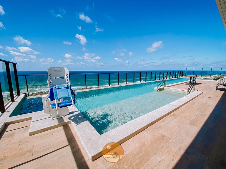 M803- Lindo Studio Vista Mar, Piscina, Academia