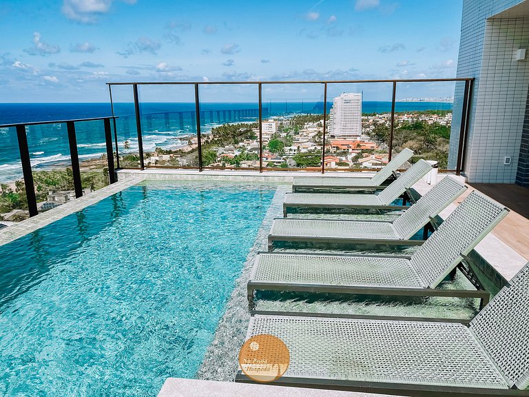 M803- Lindo Studio Vista Mar, Piscina, Academia