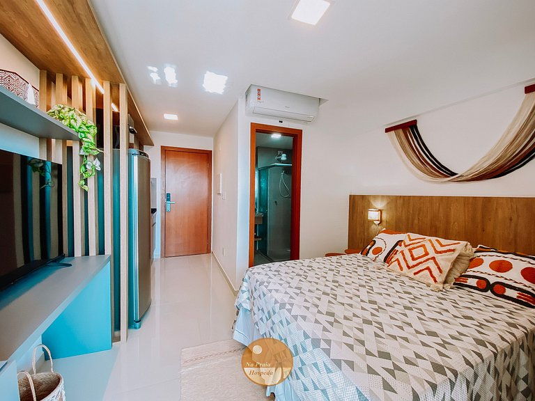 M803- Lindo Studio Vista Mar, Piscina, Academia